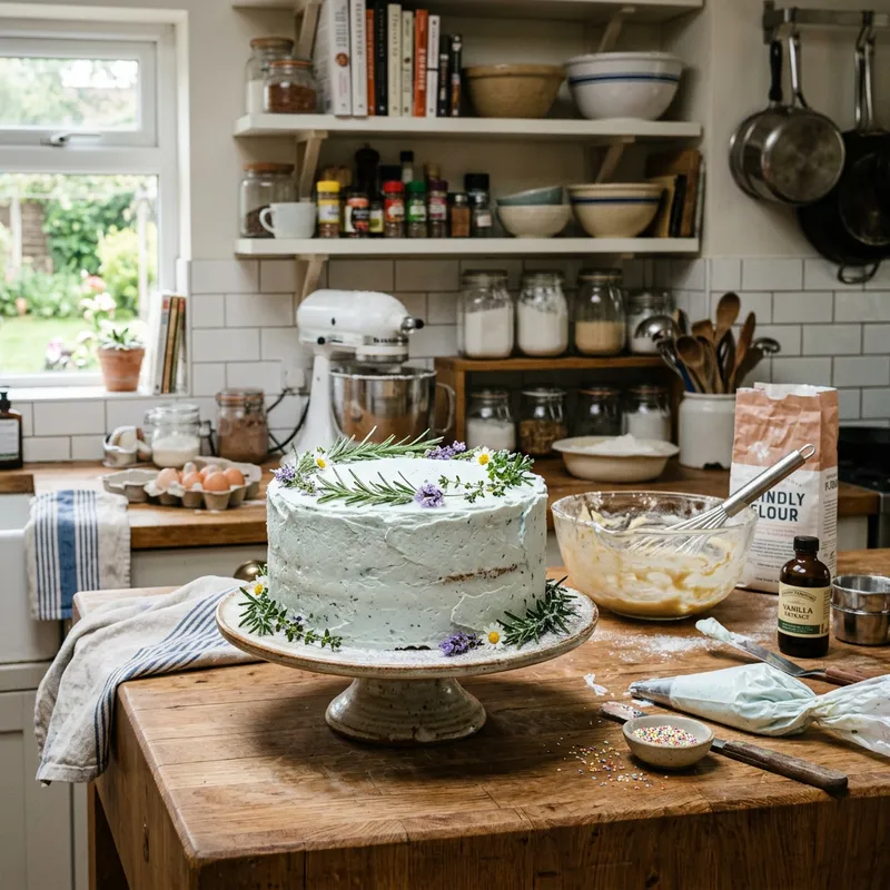 Simple Decorated Cake in Cozy Setting