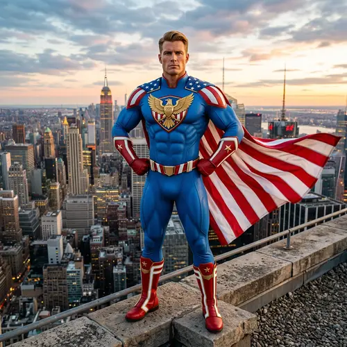 Homelander Superhero - American-Themed Costume | Red, Blue & Gold
