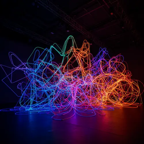 Modern Art Installation with Light Lines