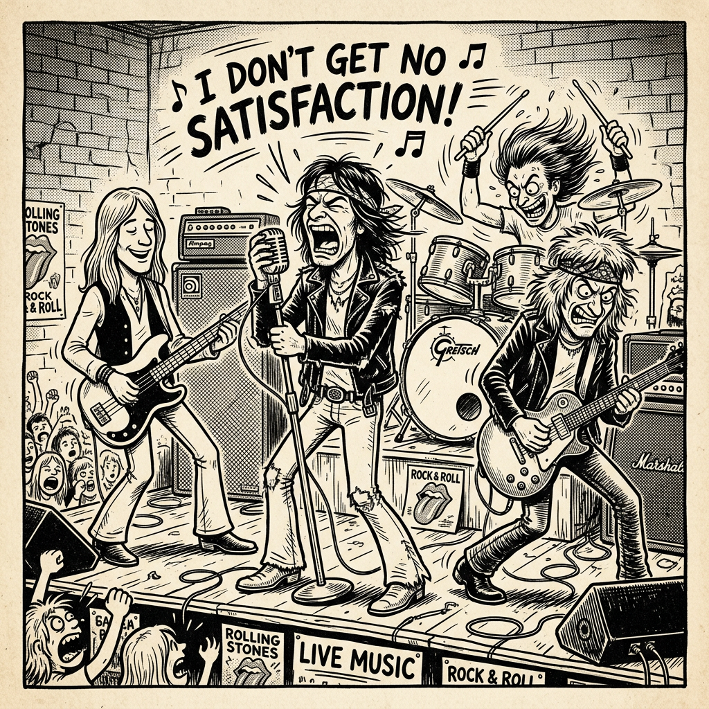 The Rolling Stones: Iconic Black & White Performance Art | AI Art