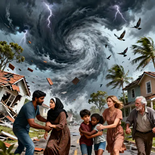Resilience Amid Disaster: A Powerful Poster Illustration