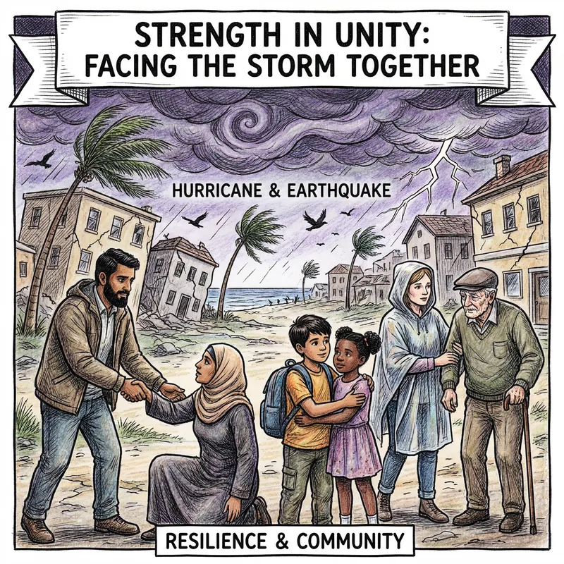 Resilience Amid Disaster: A Powerful Poster Illustration Resilience Amid Disaster: A Powerful Poster Illustration