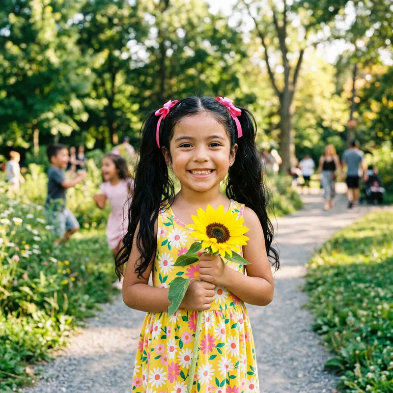 Happy Hispanic Girl in Yellow Sundress