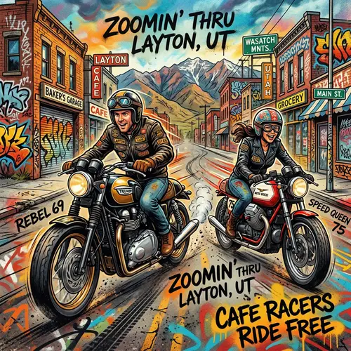 Dynamic Cafe-Style Motorcycle Ride through Layton Utah