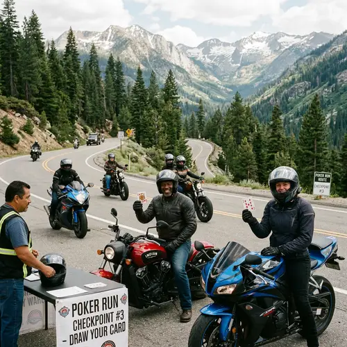 Motorcycle Poker Run with Honda CBR and Indian Motorcycle