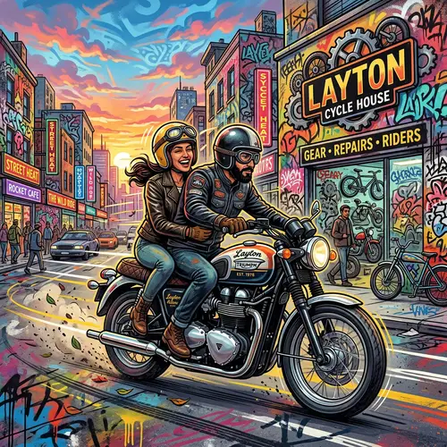 Vintage Motorcycle Riding in Layton Utah | Retro Graffiti Art