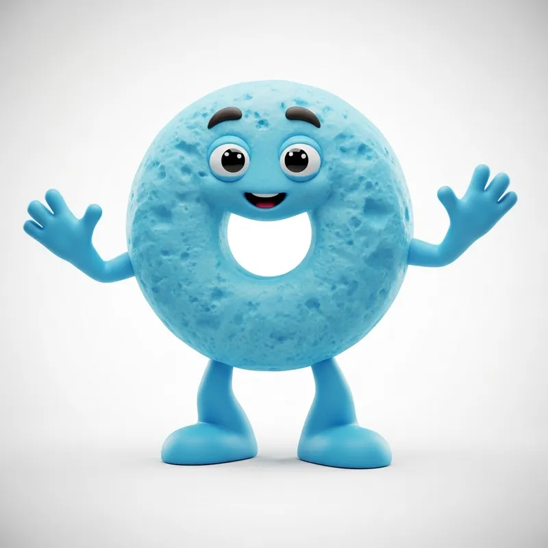 3D Light Blue Cereal Loop Mascot Design