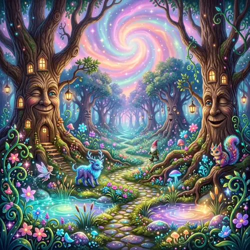 Enchanted Forest Surrealism - A Fantastical Realm Exploration