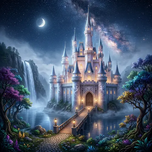 Enchanted Castle Fantasy Realm | Mystical Moonstone Walls & Enchanted Forest