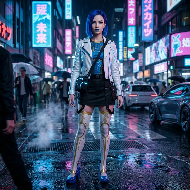 Stunning Cyberpunk Woman in 8K Wallpaper