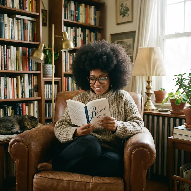 Intellectual Woman Reading Book | bell hooks Leyendo Captivates Literature Lovers
