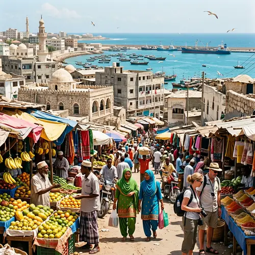 Vibrant Cityscape of Mogadishu: Markets, Architecture, & Cultural Blend