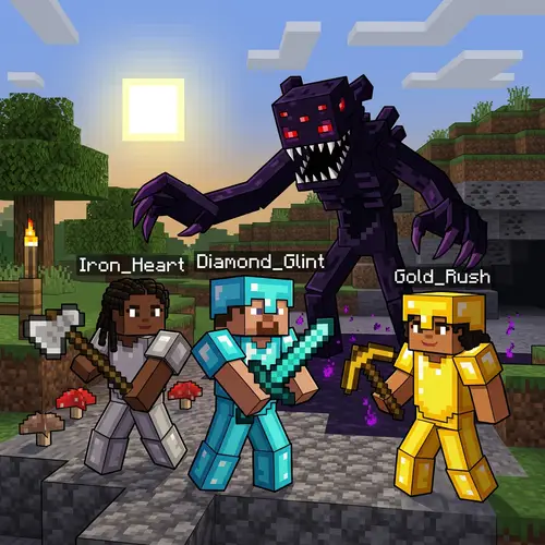 Epic Minecraft Battle: Trio Confronts Horrible Monster