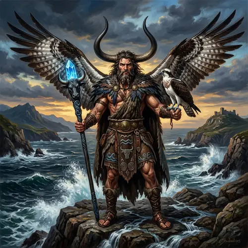 Iberian Water God with Osprey Wings and Bull Horns
