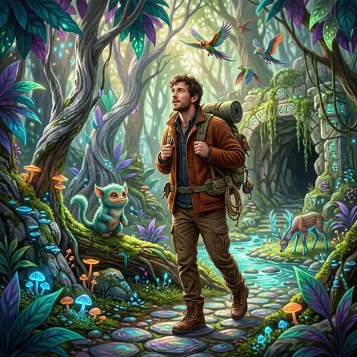 Fantastical Male Adventurer Explores Mystical World | Discover Ancient Mysteries