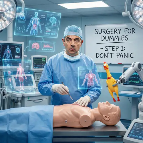 Futuristic Surgeon Comedy in High-Tech Operating Room