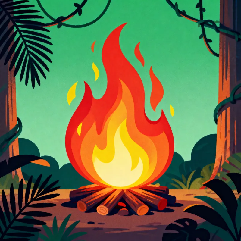 Motivation Fire Clipart in Jungle Setting