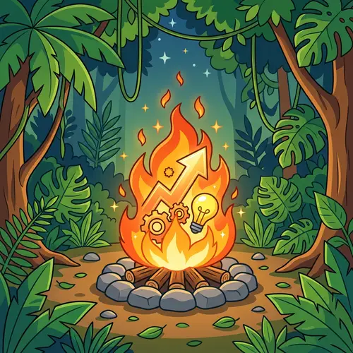 Motivation Fire Clipart in Jungle Setting