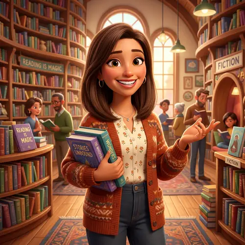 Charming 30-Year-Old Hispanic Woman in Library