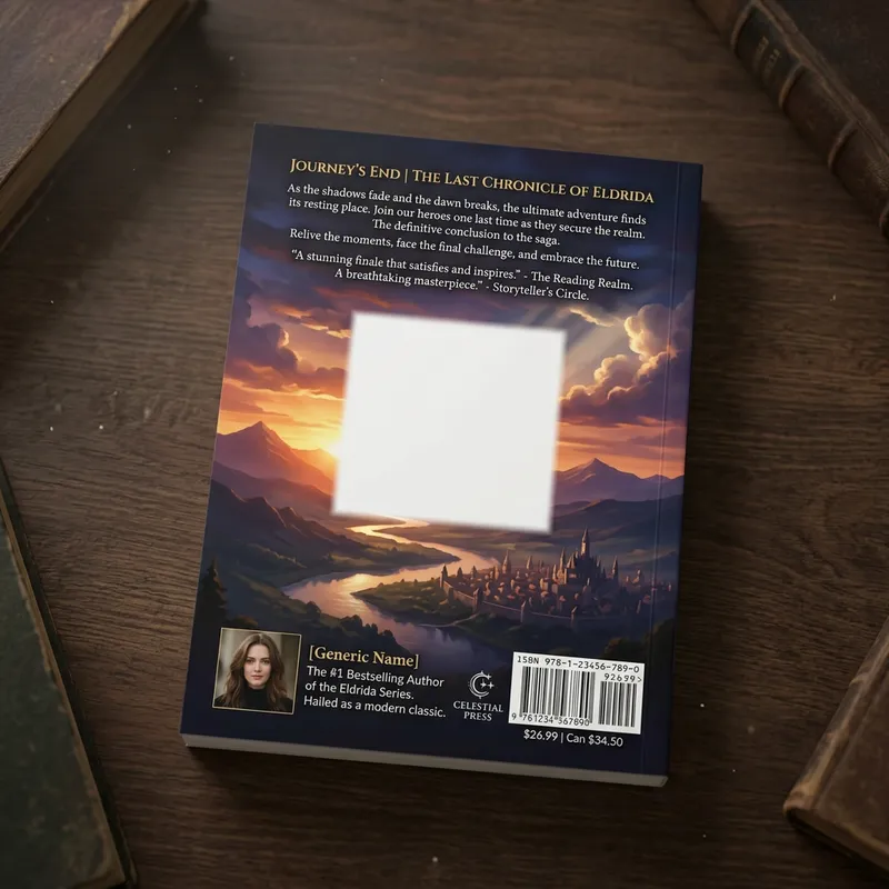 Create Back Cover Image with Blank White Square for Final Thought