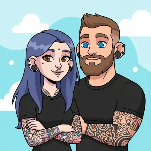 Cute Cartoon Couple: Unique Illustrations