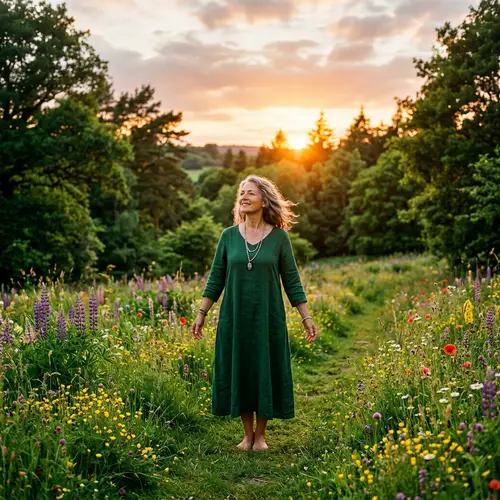 Empowering Menopausal Woman Embracing Nature | Tranquil Beauty
