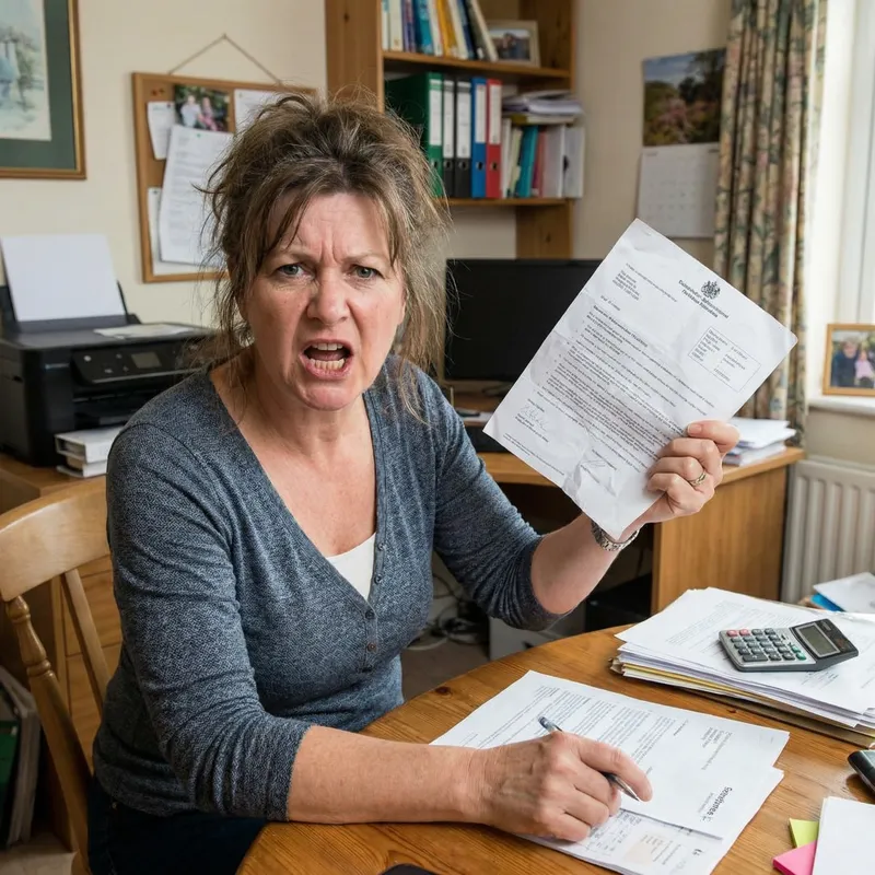 Angry Woman with a Paper: Emotional Portrait