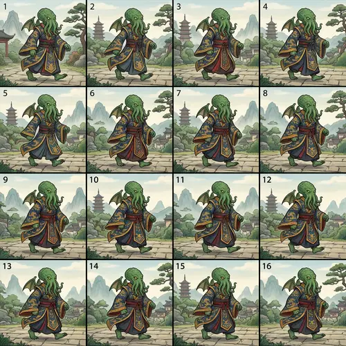 Cthulhu-Style Cartoon Monster Walk Cycle Animation