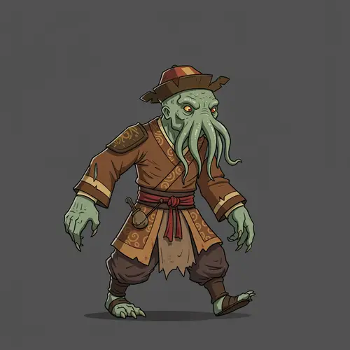 Cthulhu-Style Cartoon Monster Walk Cycle Animation
