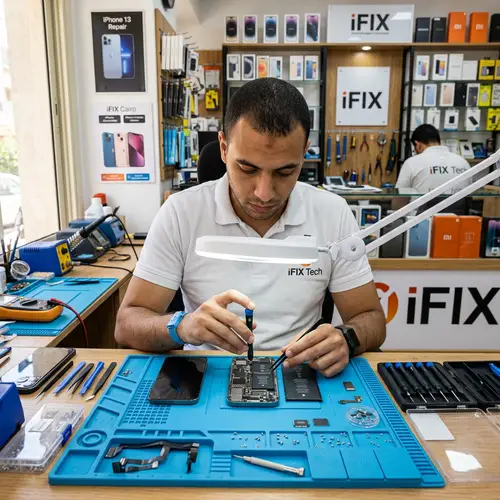 Phone Repair Process by Skilled 25-Year-Old Egyptian Man
