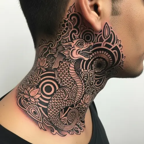 South Asian Male Neck Tattoo Design Ideas