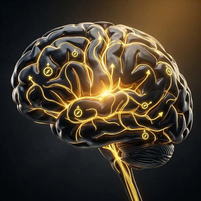 Black Yellow Gold Brain Neural Pathway Coaching Image