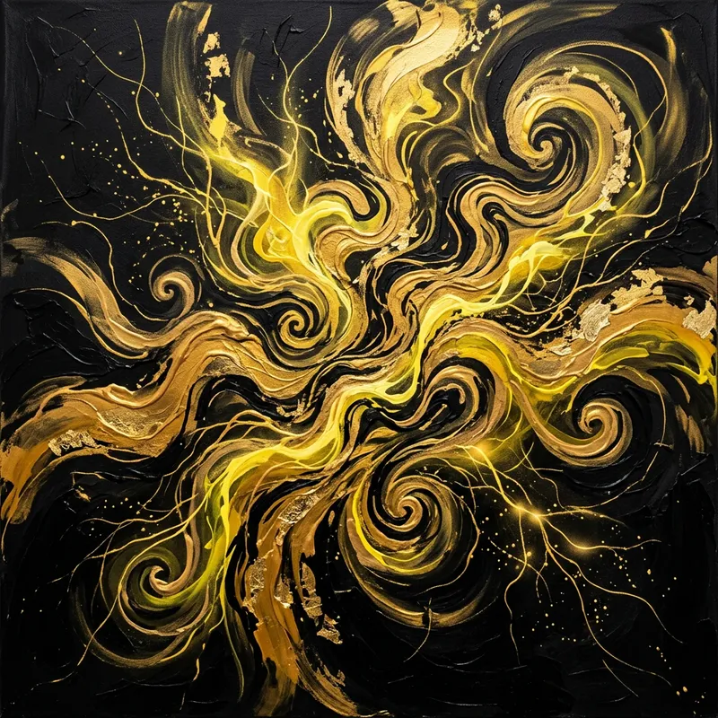 Black, Gold & Yellow Mind and Consciousness Artwork