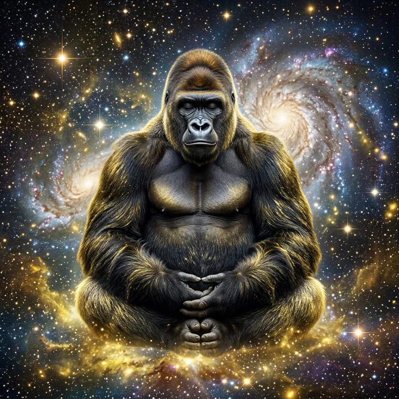 Meditating Gorilla in Space: A Cosmic Harmony