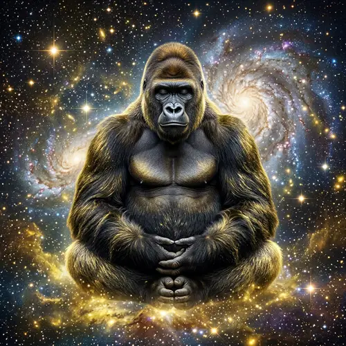 Meditating Gorilla in Space: A Cosmic Harmony