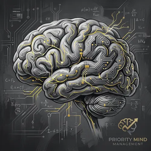 Black, Yellow & Gold Brain Art | Priority Mind Management