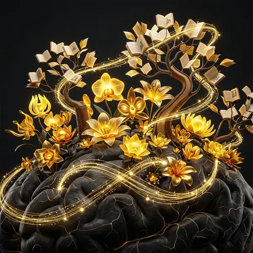 Thriving Intelligence Garden: Black, Yellow, Gold Image