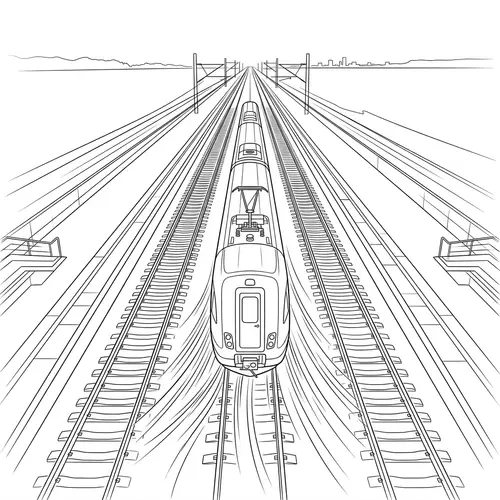 Monochrome Line Art of a Speeding Train