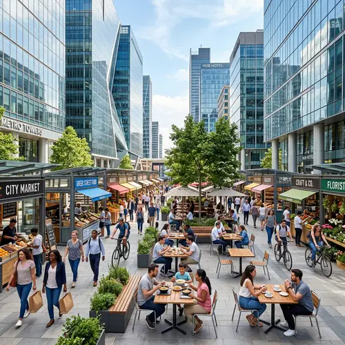 Urban Central Market: Grand Plaza and Contemporary Stalls