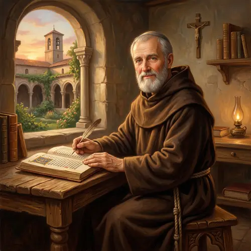 Serene Monk Digital Painting | Renaissance Art Style