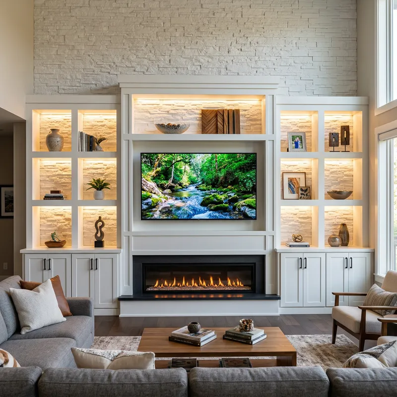 Elegant 16-Foot White Media Wall Design