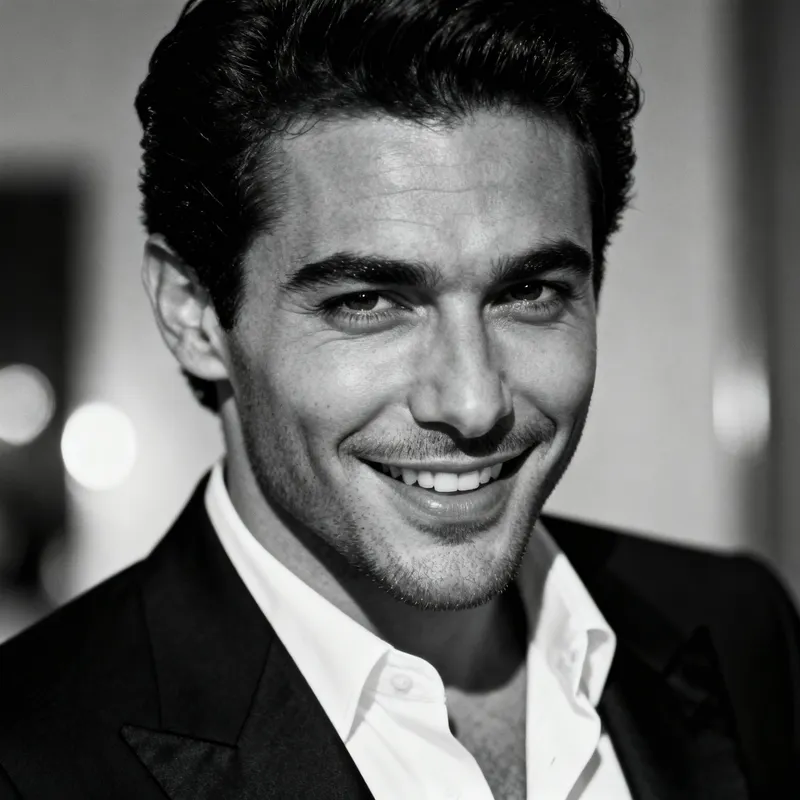 Elegant Male Portrait in Monochrome Style Elegant Male Portrait in Monochrome Style