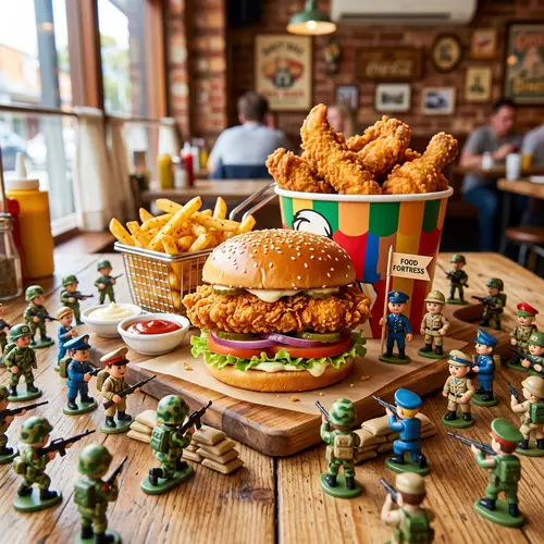 Crispy Fried Chicken Burger & Sides Delight