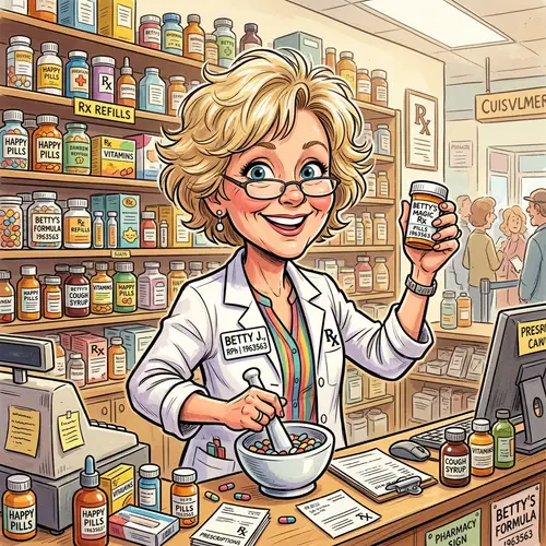 Blonde Pharmacist Caricature Art