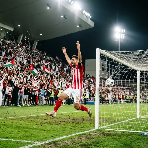 Middle-Eastern Male Football Player Scores Spectacular Goal