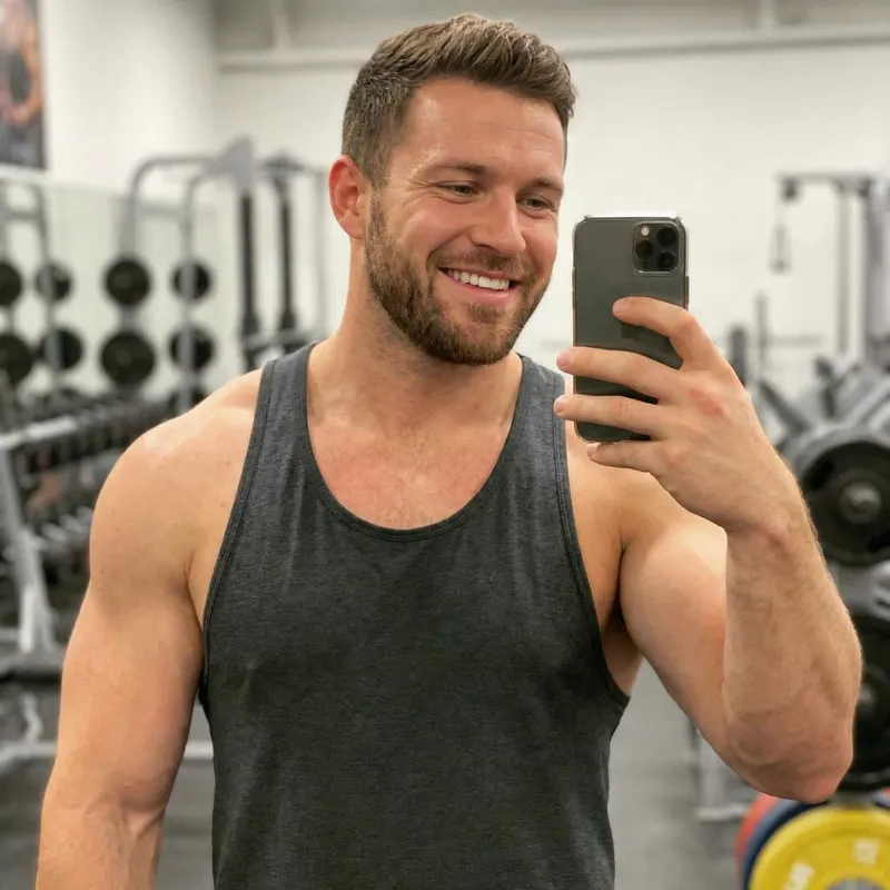 Muscular Caucasian Man Selfie