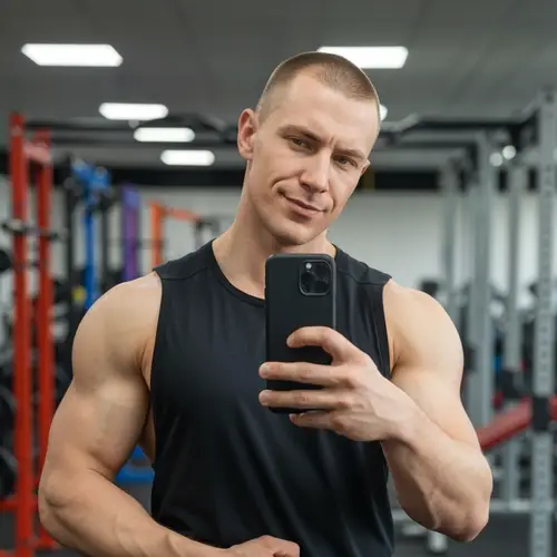 Muscular Caucasian Man Selfie
