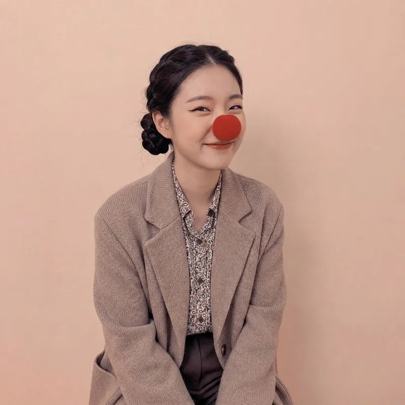 Charming Woman with Clown Nose - Anime Style