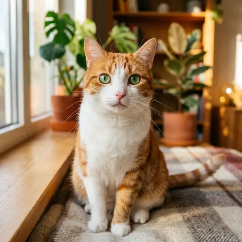Charming Domestic Shorthair Cat in Sunlit Room
