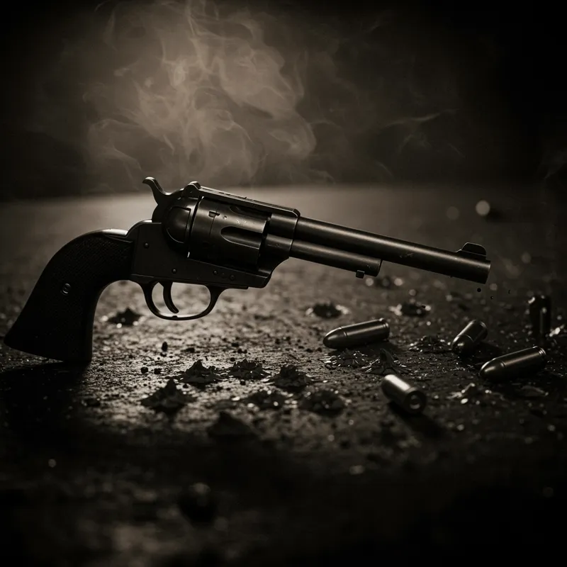 Dark Theme with Firearm and Bullet Impacts